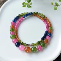 Tourmaline Necklace graduated beads & for woman mixed colors 6-14mm Length 45 cm Sold By PC