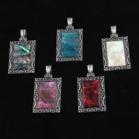 Shell Pendants Zinc Alloy with Shell Square Sold By PC