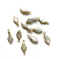 Gėlo vandens perlų pakabučiai, su Žalvarinis, aukso spalva padengtas, Bižuterijos & Pasidaryk pats, 8x15-10x25mm, Pardavė PC