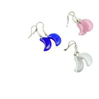 Cats Eye Earring iron earring hook Moon platinum color plated for woman Sold By Pair