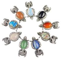 Gemstone Pendants Jewelry Natural Stone with Zinc Alloy Owl silver color plated & Unisex & can be used as brooch or pendant Sold By PC