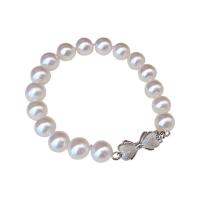 Freshwater Cultured Pearl Bracelet Freshwater Pearl with 925 Sterling Silver silver color plated for woman white 8-9mm Length Approx 7.5 Inch Sold By PC