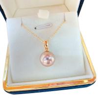 925 Sterling Stříbrný perlový náhrdelník, Sladkovodní Pearl, s 925 Sterling Silver, Kolo, barva pozlacený, pro ženy, nachový, 11-12mm, Délka Cca 15.75 inch, Prodáno By PC