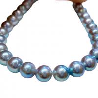 Akoya kultivované perly Náhrdelník, Kolo, pro ženy, šedá, 7-8mm, Délka Cca 15.75 inch, Prodáno By PC