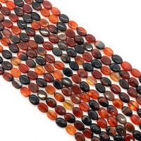 Natural Red Agate Beads, Flat Oval, DIY, 10x14mm, Sold Per 14.96 Inch Strand