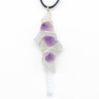 Quartz Gemstone Pendants with Brass silver color plated fashion jewelry 76mm Sold By PC