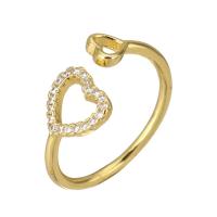 Brass Cuff Finger Ring gold color plated Adjustable & micro pave cubic zirconia & for woman US Ring Sold By PC