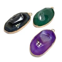 Natural Agate Druzy Pendant with Zinc Alloy Oval Sold By PC