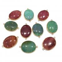 Agate Connector Zinc Alloy with Dragon Veins Agate Oval natural Sold By PC