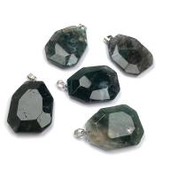 Moss Agate Pendants Zinc Alloy with Agate Geometrical Pattern natural mixed colors Sold By PC