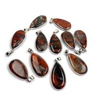 African Bloodstone Pendant with Stainless Steel Teardrop mixed colors Sold By PC