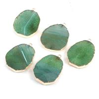 Dragon Veins Agate Pendant with Stainless Steel irregular green Sold By PC