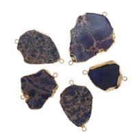 Gemstone Connector Brass with Gemstone irregular purple Sold By PC