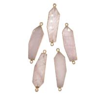 Quartz Connector Brass with Rose Quartz pink Sold By PC