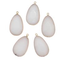 Porcelain Pendants Brass with White Porcelain Teardrop faceted white Sold By PC