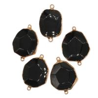 Gemstone Connector Brass with Black Stone irregular faceted black Sold By PC