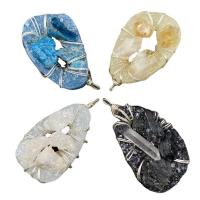 Natural Agate Druzy Pendant Resin with Natural Stone & Iron irregular platinum color plated & Unisex 30-35mmx50-53mm Sold By PC