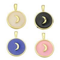 Brass Jewelry Pendants Flat Round gold color plated enamel Approx 2mm Sold By Lot
