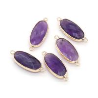 Quartz Connector Stainless Steel with Amethyst Oval faceted mixed colors Sold By PC
