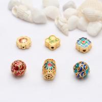 Cloisonne Beads Brass gold color plated DIY & enamel mixed colors nickel lead & cadmium free Sold By Bag