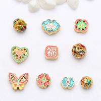 Cloisonne Beads Brass gold color plated DIY & enamel mixed colors nickel lead & cadmium free Sold By Bag