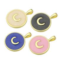 Brass Jewelry Pendants Flat Round gold color plated enamel Approx 3mm Sold By Lot