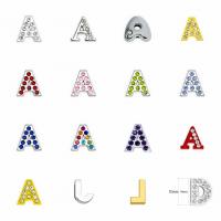 Zinc Alloy Slide Charm Alphabet Letter plated DIY & with rhinestone 8mm Sold By Set