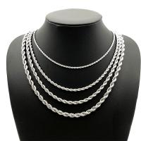 Stainless Steel Chain Necklace electrolyzation French Rope Chain & Unisex silver color Sold By PC