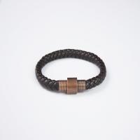 Leather Cord Bracelet with Stainless Steel plated & Unisex Sold By PC