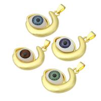 Brass Jewelry Pendants with Plastic Eye gold color plated Approx 3mm Sold By Lot