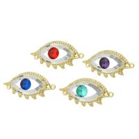 Evil Eye Connector Brass gold color plated micro pave cubic zirconia & 1/1 loop Sold By Lot