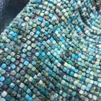 Turkos pärlor, Natural Turquoise, Kub, DIY & fasetterad, blå, 4.50mm, Såld Per 38 cm Strand