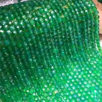 Koraliki z naturalnego zielonego agatu, Agat zielony, Kostka, DIY & fasetowany, zielony, 4.50x5mm, sprzedawane na 38 cm Strand