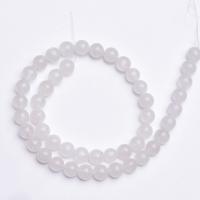 Jade Perlen, weiße Jade, rund, poliert, unisex & verschiedene Größen vorhanden, weiß, verkauft von Strang