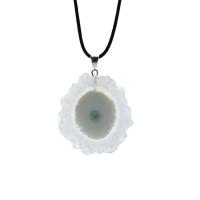 Natural Agate Druzy Pendant Clear Quartz with Zinc Alloy silver color plated fashion jewelry white 30-35mm Sold By PC