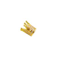 Cubic Zirconia Micro Pave Brass Beads Crown 18K gold plated DIY & micro pave cubic zirconia nickel lead & cadmium free Inner Approx 5.2mm Sold By PC