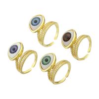 Brass Cuff Finger Ring with Plastic Eye gold color plated Adjustable & micro pave cubic zirconia US Ring Sold By Lot