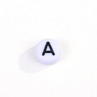 Alphabet Akril gyöngyök, Kerek, DIY & zománc, kevert színek, 4x7mm, Által értékesített Bag