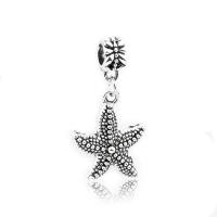 European Style Zinc Alloy Dangle Beads Starfish antique silver color plated DIY & for woman nickel lead & cadmium free Sold By Bag