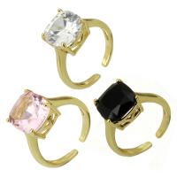 Kubieke zirconia messing ringen, Verstelbare & mode sieraden & voor vrouw & met zirkonia, meer kleuren voor de keuze, 10x10x2mm, 10pC's/Lot, Verkocht door Lot