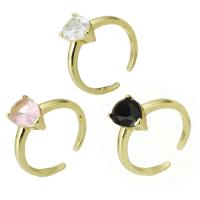 Kubieke zirconia messing ringen, Verstelbare & mode sieraden & voor vrouw & met zirkonia, meer kleuren voor de keuze, 7x11x2mm, 10pC's/Lot, Verkocht door Lot
