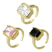 Kubieke zirconia messing ringen, Verstelbare & mode sieraden & voor vrouw & met zirkonia, meer kleuren voor de keuze, 11x15x3mm, 10pC's/Lot, Verkocht door Lot