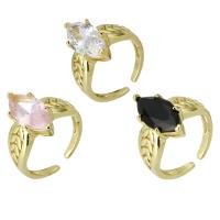 Messing Manchet Finger Ring, Verstelbare & mode sieraden & voor vrouw & met zirkonia, meer kleuren voor de keuze, 8x15x2mm, 10pC's/Lot, Verkocht door Lot