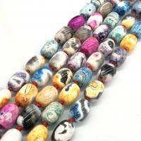 Prirodni Rainbow ahat perle, Rainbow Agate, Drum, uglađen, možete DIY, više boja za izbor, 13x18mm, Prodano Per Približno 15 inčni Strand