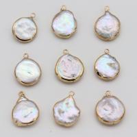 Freshwater Pearl Pendants with Brass irregular gold color plated white 10x18- Sold By PC