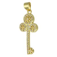 Cubic Zirconia Micro Pave Brass Pendant Key fashion jewelry & DIY & micro pave cubic zirconia & for woman golden Approx 3mm Sold By Lot