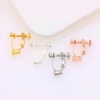 Brass Clip On Earring Finding plated Unisex & with rhinestone Sold By Pair