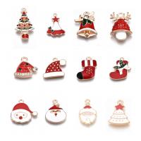 Zinc Alloy Christmas Pendants gold color plated & enamel mixed colors nickel lead & cadmium free Sold By Bag