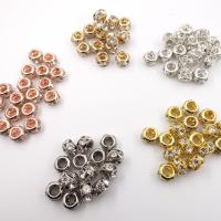 Messing spacer perler, med Jern, forgyldt, med rhinestone, flere farver til valg, 10.50x6.60mm, Hole:Ca. 5.5mm, Solgt af PC