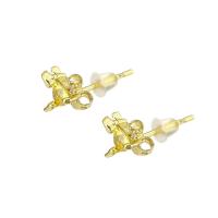 Cubic Zirconia Micro Pave Brass Earring Pineapple gold color plated micro pave cubic zirconia & for woman Sold By Pair